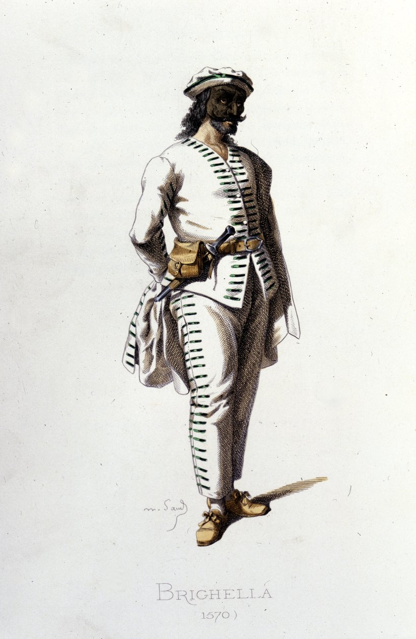 A personagem de Brighella em 1570. Maurice Sand "Máscaras e Jesters" Paris século 19. (Maurice Sand era o filho de George Sand). de Maurice Sand