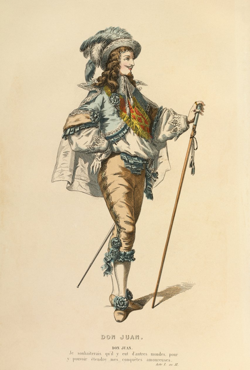 Traje para o papel de Don Juan, c.1868 (gravura) de Maurice Sand