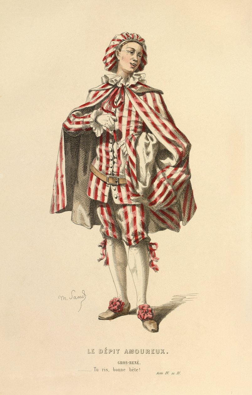 Fato para o papel de Gros - Rene, c.1868 (gravura) de Maurice Sand