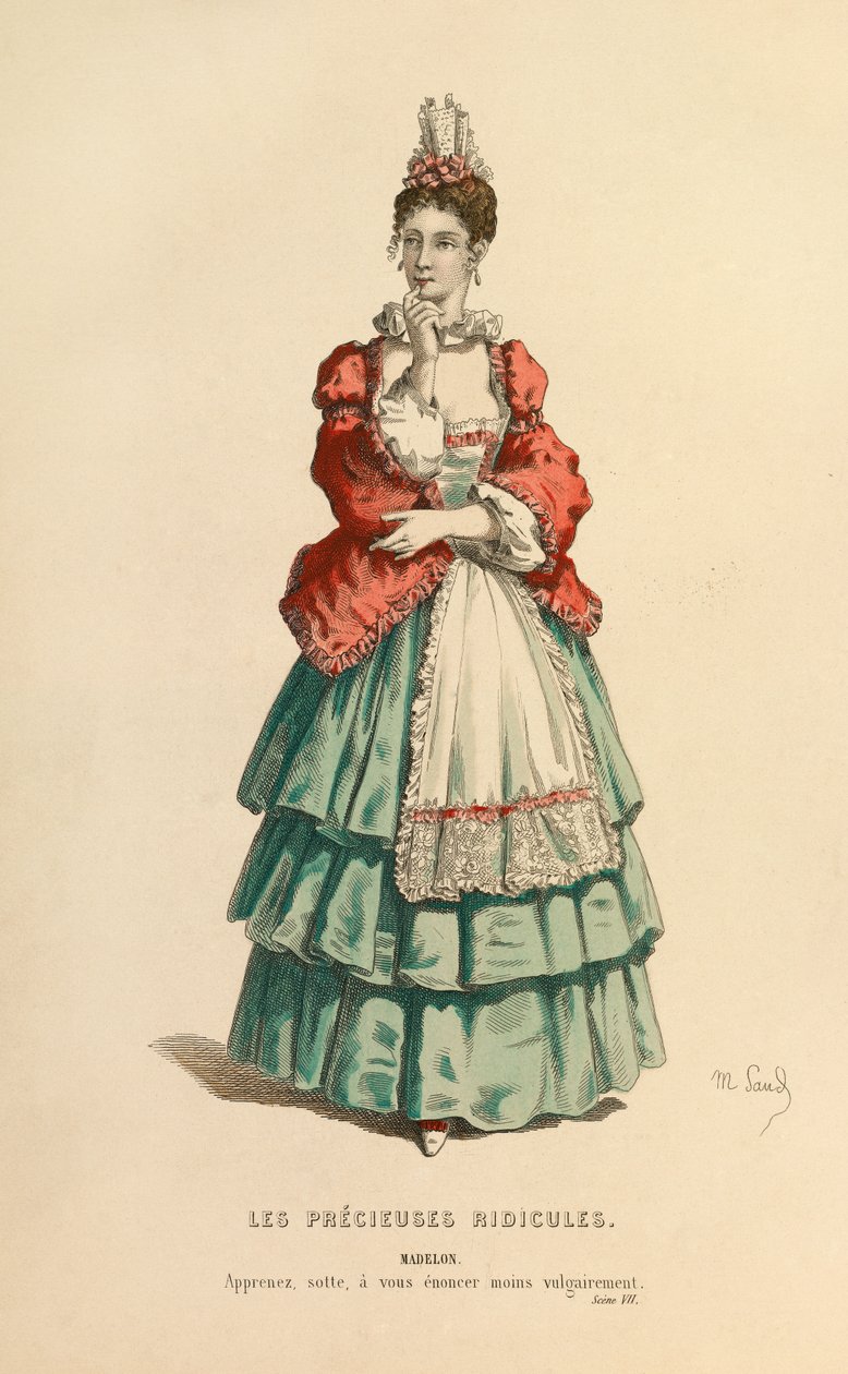 Fato para o papel de Madelon, c.1868 (gravura) de Maurice Sand