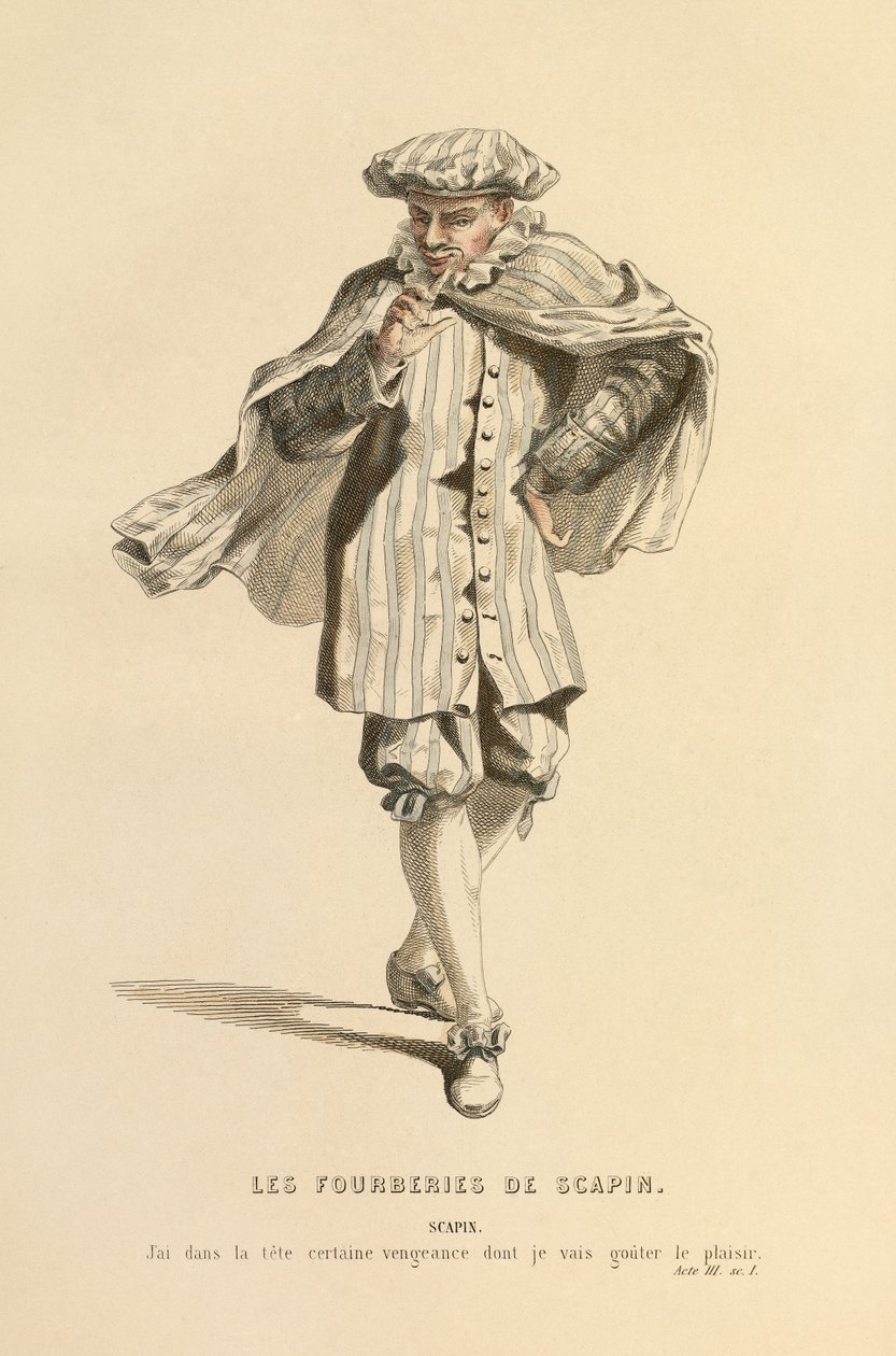 Fato para o papel de Scapin, c.1868 (gravura) de Maurice Sand