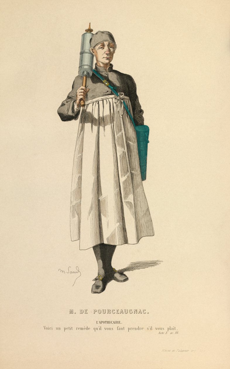 Traje para o papel de boticário, c.1868 (gravura) de Maurice Sand