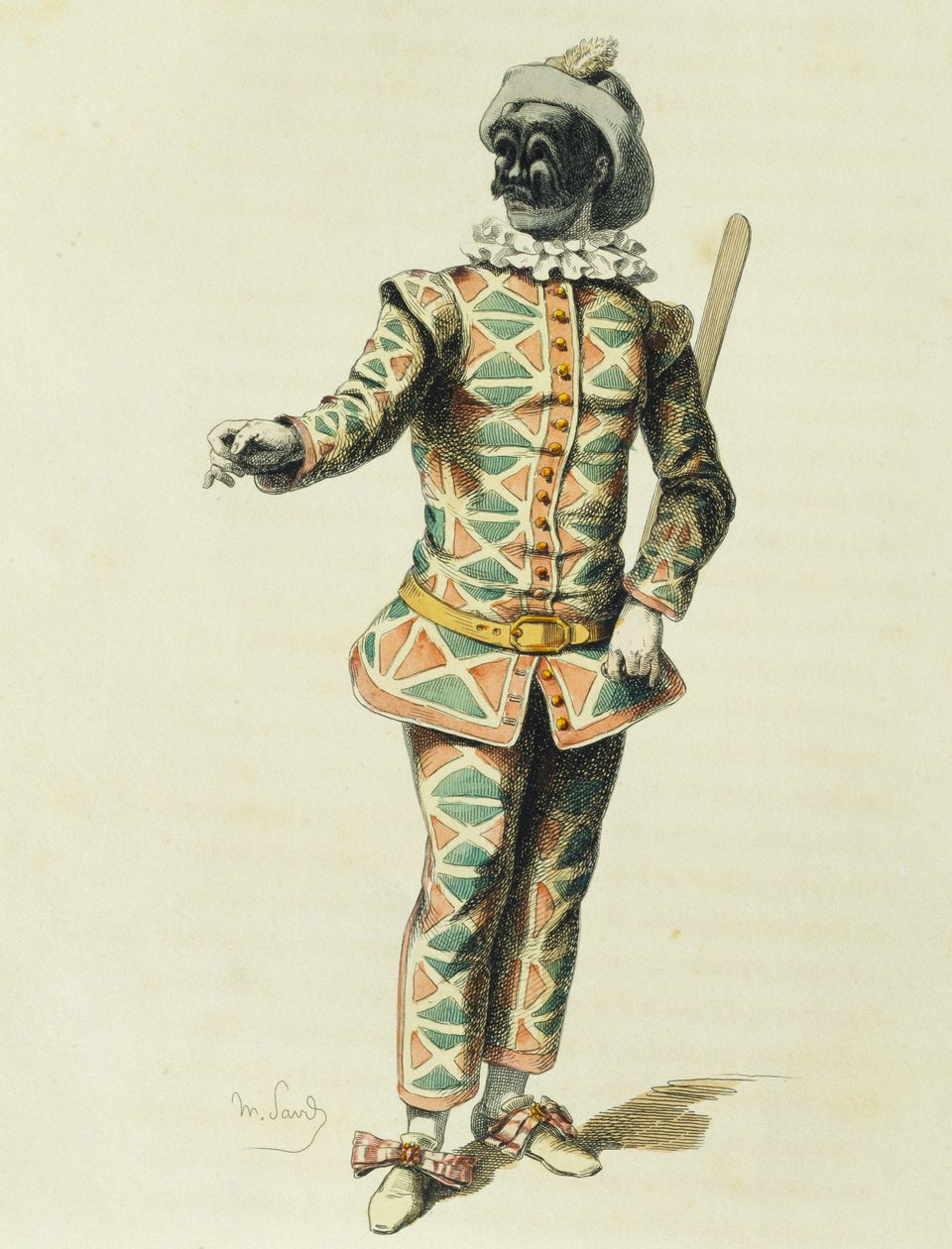 Arlequim em 1671, por Maurice Sand (1823-1889) de Maurice Sand