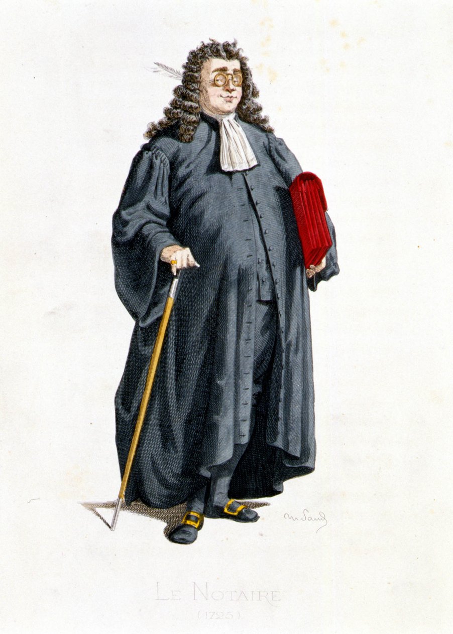 Le Notaire em "Masques et bouffons" (comédia italiana), textos e desenhos de Maurice Sand, gravuras de A. Manceau, prefácio de Georges Sand, Paris, Michel Lévy Frères de Maurice Sand