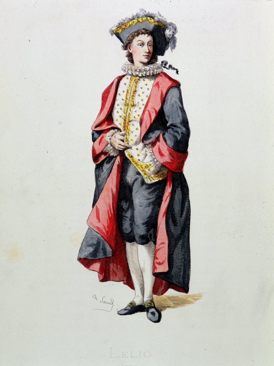 Lelio desenha de "Masques et bouffons" (comédia italiana), textos e desenhos de Maurice Sand (1823-1890), gravuras de A. Manceau, prefácio de Georges Sand, Paris, Michel Levy Freres de Maurice Sand
