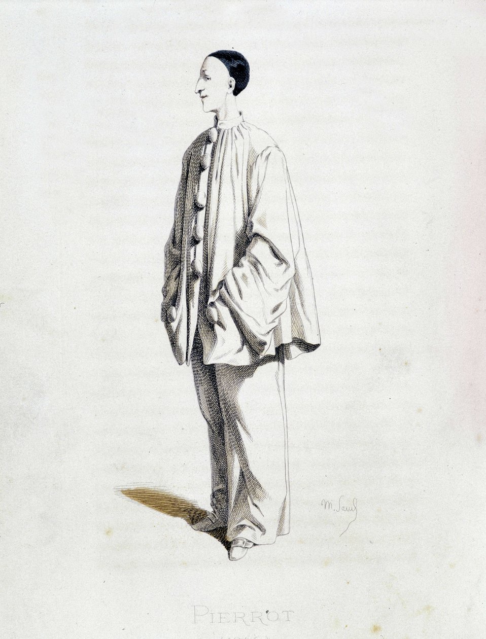 Pierrot de "Masques et bouffons" (comédia italiana), textos e desenhos de Maurice Sand, gravuras de A. Manceau, prefácio de Georges Sand, Paris, Michel Lévy Frères de Maurice Sand