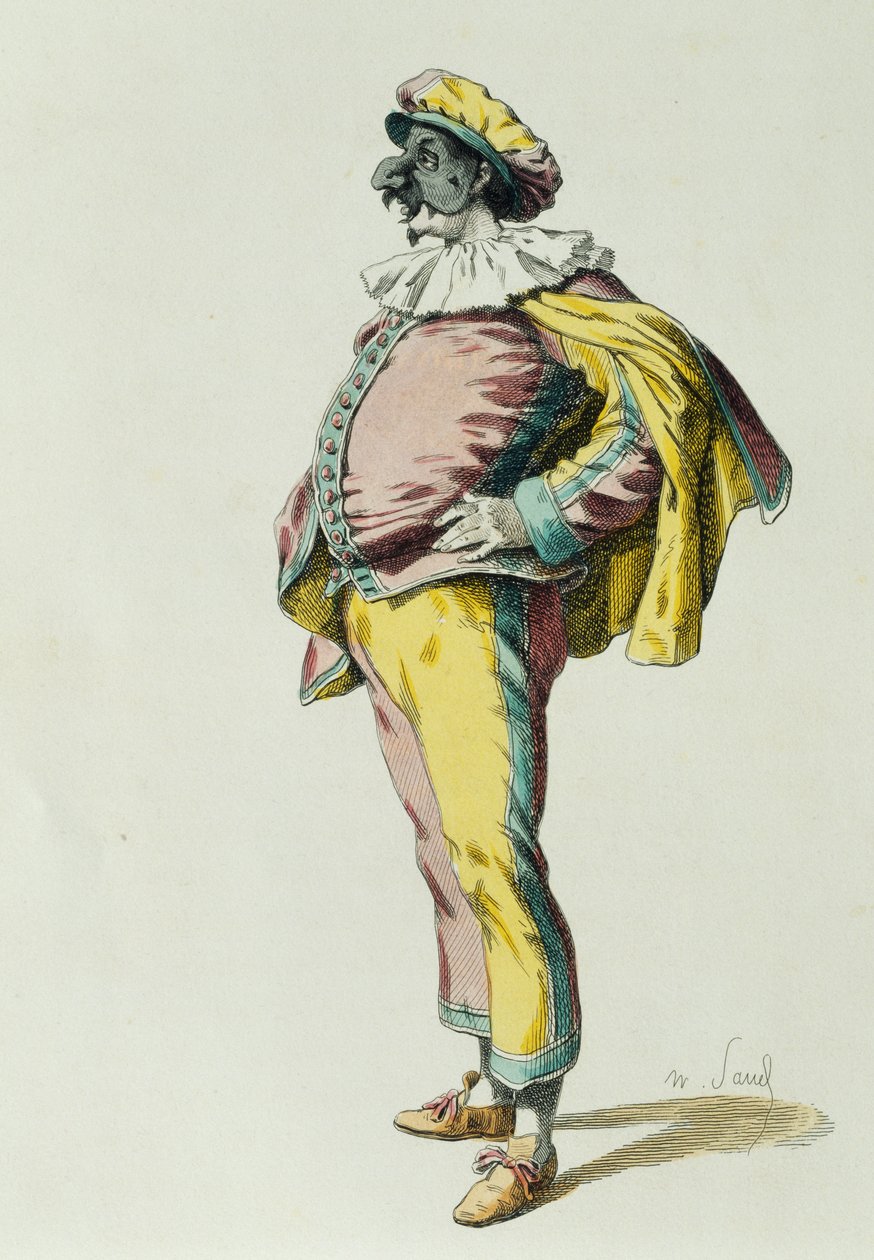 Pulcinella em 1685, por Maurice Sand (1823-1889) de Maurice Sand