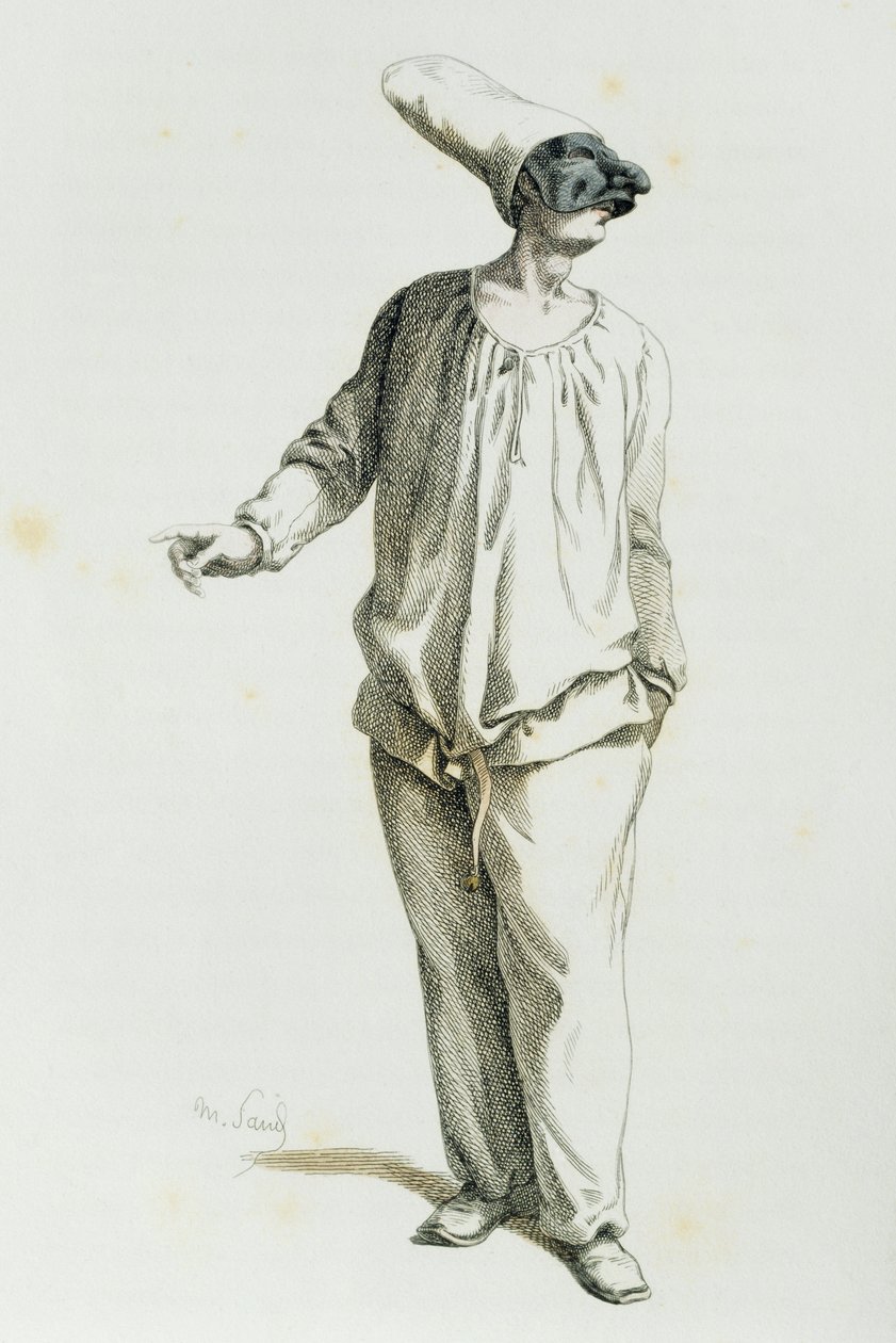 Pulcinella em 1800, por Maurice Sand (1823-1889) de Maurice Sand