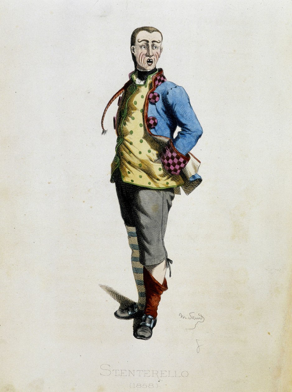 Stenterello desenha a partir de "Masques et bouffons" (comédia italiana), textos e desenhos de Maurice Sand, gravuras de A. Manceau, prefácio de Georges Sand, Paris, Michel Levy Freres de Maurice Sand