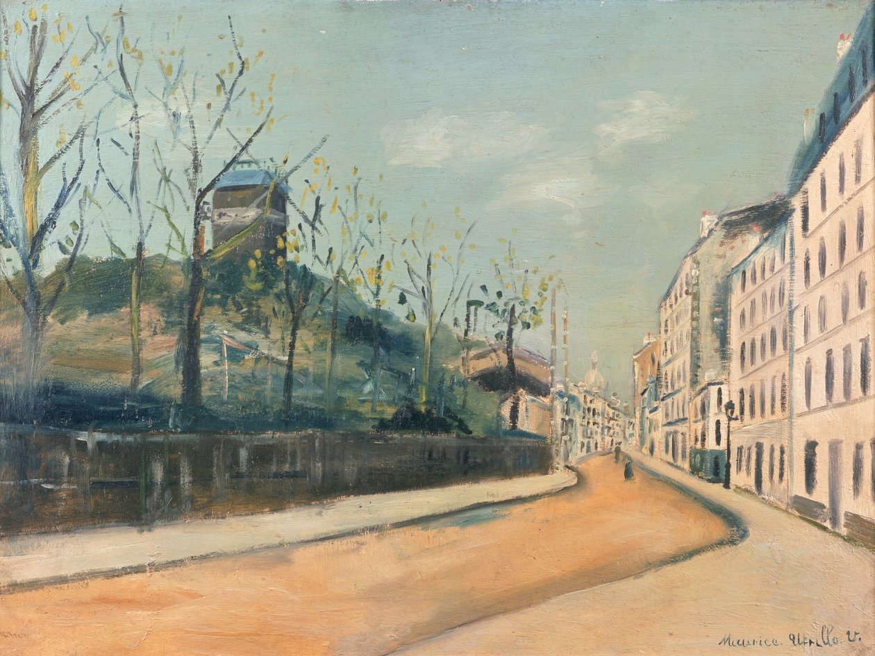 Rue Lepic, Montmartre, com o Moulin de la Galette e o Sacré-Cœur de Maurice Utrillo