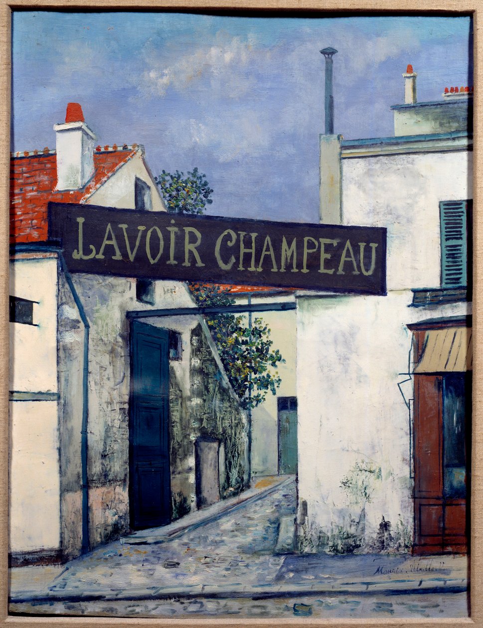 A Lavandaria Champeau, século XX (óleo sobre tela) de Maurice Utrillo