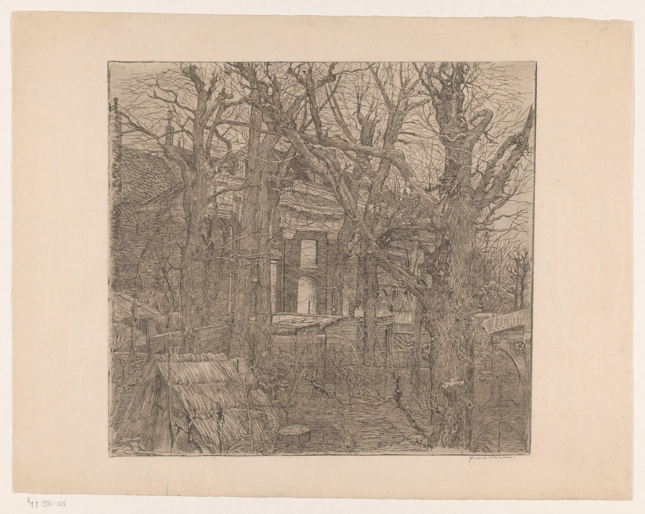 Árvores ao redor de uma casa Jardim em Amsterdã (título original) de Maurits van der Valk (signed by artist)