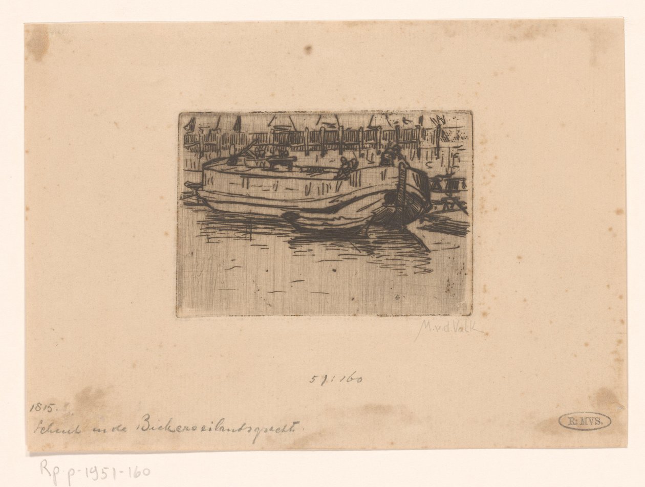 Barco no canal de Bickersgracht, Amsterdão de Maurits van der Valk (signed by artist)