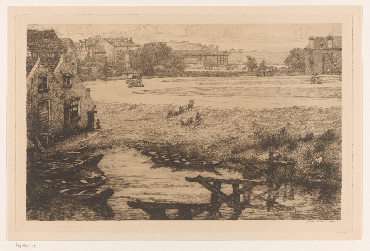 Casas antigas e água no Surinameplein, em Amesterdão
Surinamepleína (título original) de Maurits van der Valk (signed by artist)