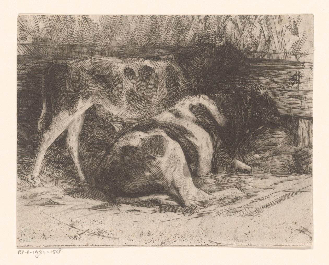 Vacas num estábulo de Maurits van der Valk