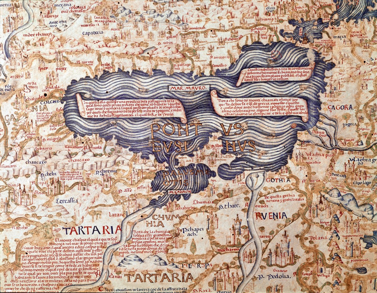 Vista do Mar Negro Detalhe do mapa do mundo (mappamundi) do irmão Maurus (Mauro) camaldolese 1459 Biblioteca Marciana, Veneza de Mauro Fra