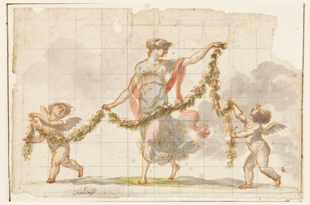 Desenho, Pintura mural, ca. 1820 de Mauro Gandolfi