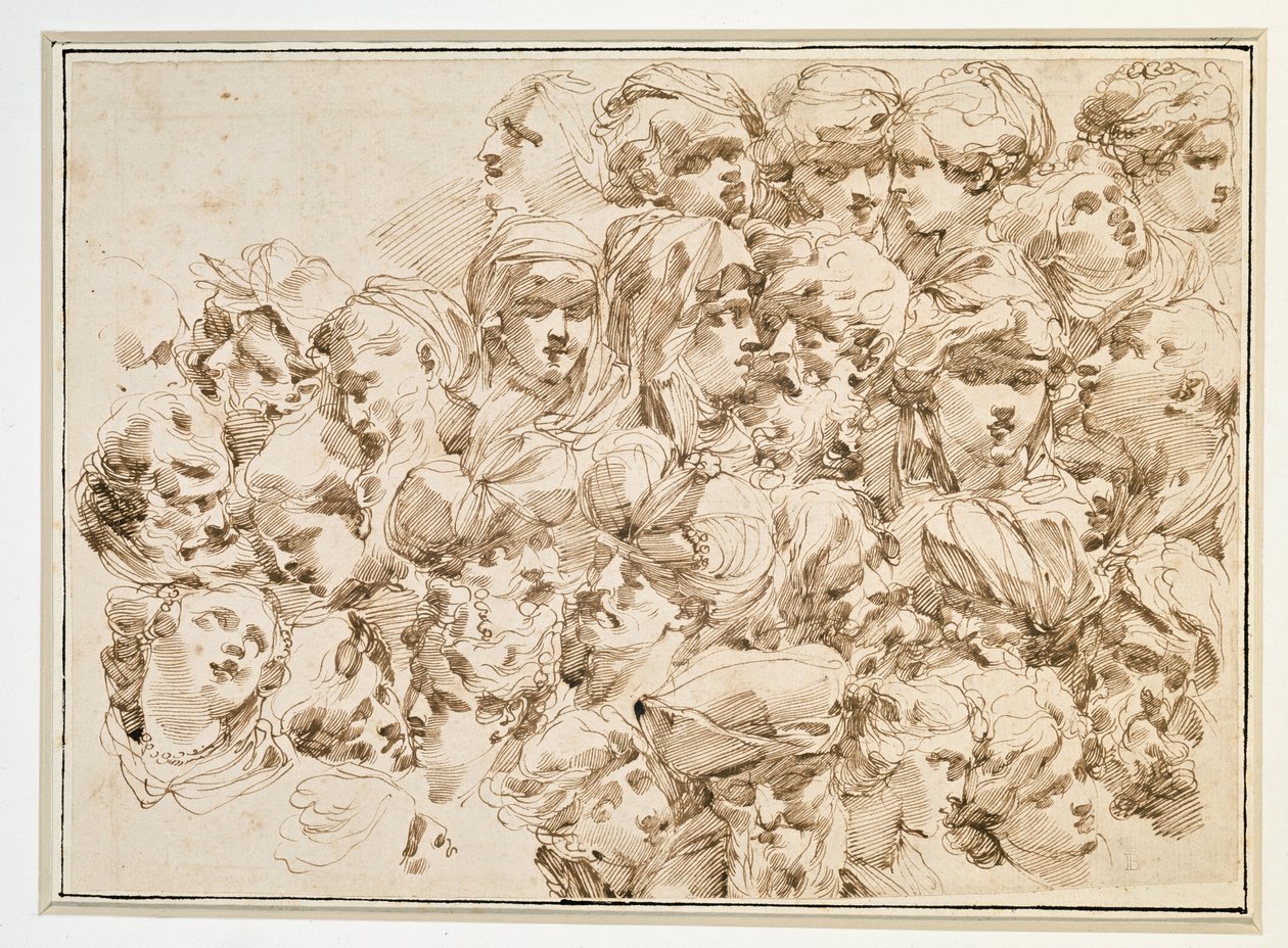 Cabeças (desenho a tinta da Índia de Mauro Gandolfi
