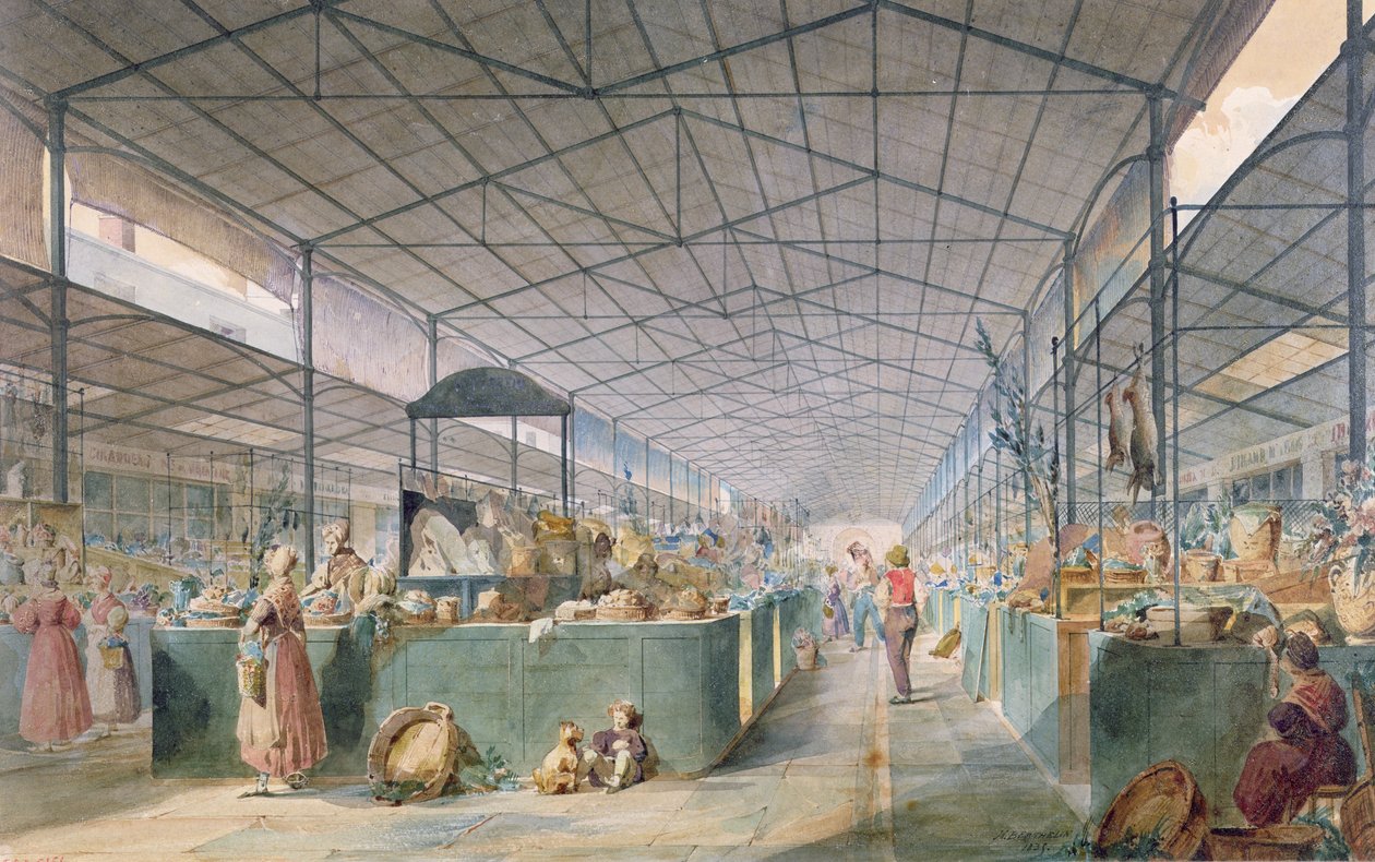 Vista do mercado de aves de capoeira em La Vallee, 1834 de Max Berthelin