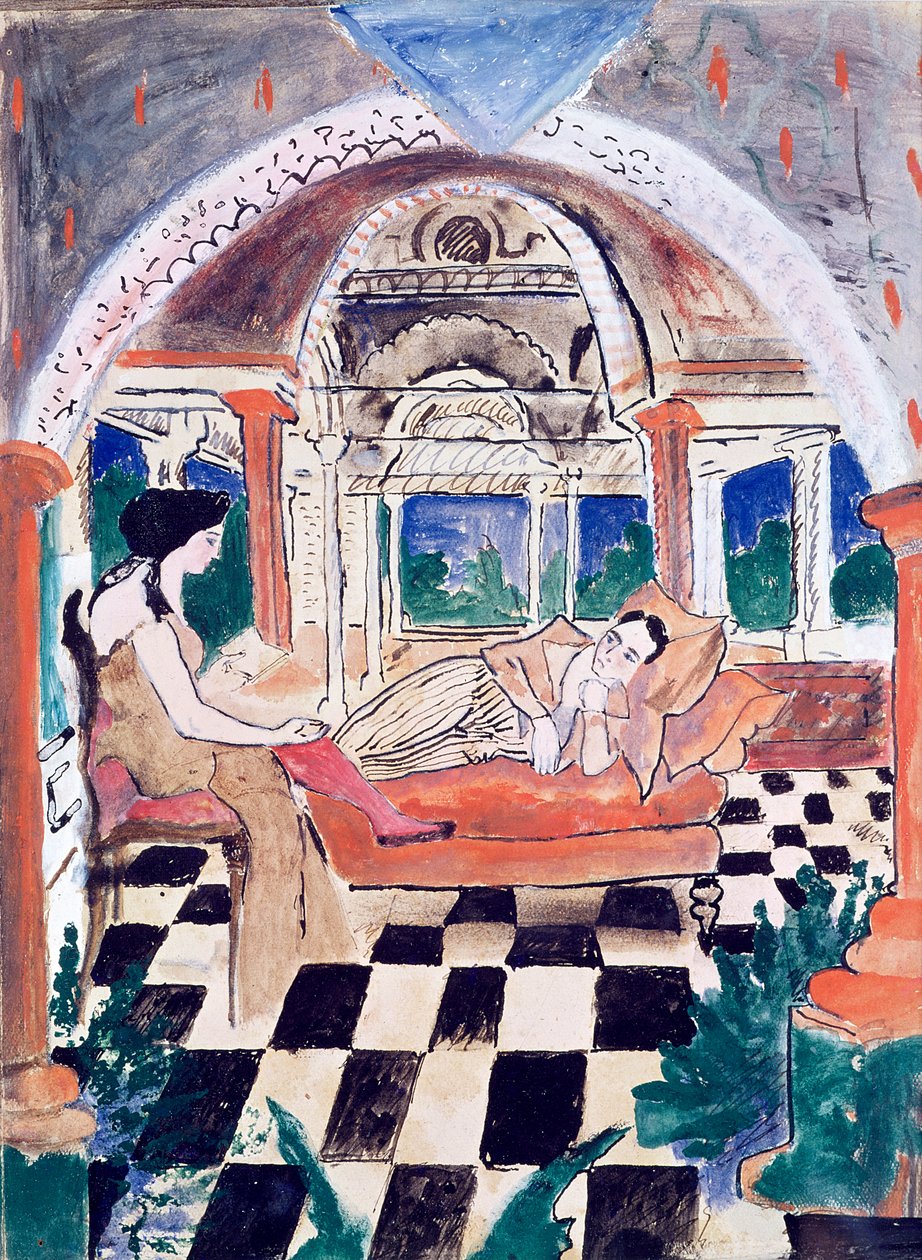 Apollinaire e sua musa (wc e guache no papel) de Max Jacob
