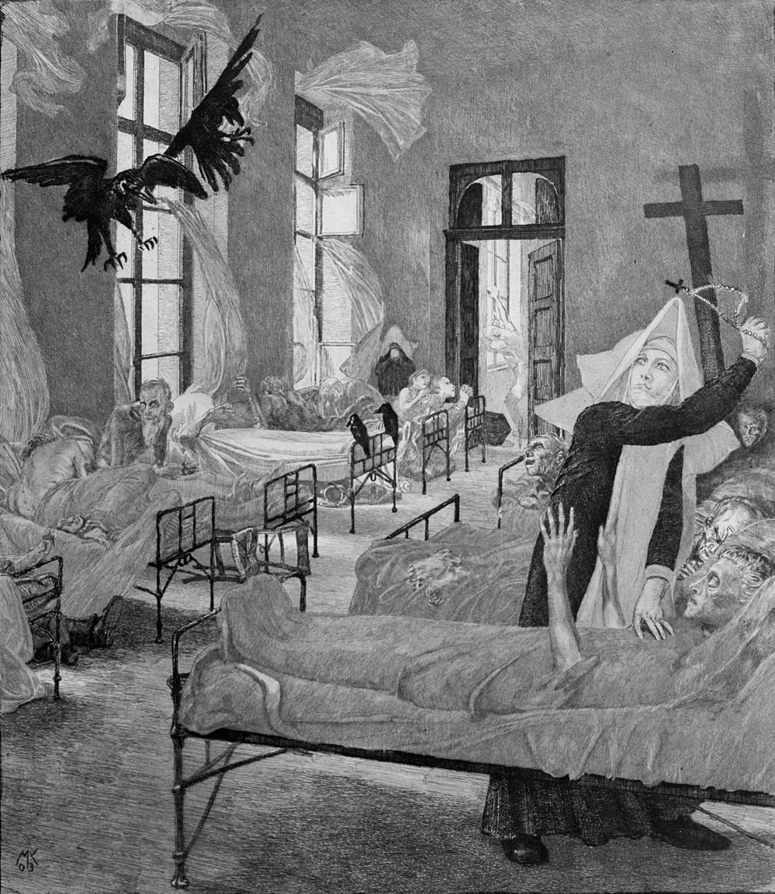 A Praga, da série "Da Morte, Parte Dois", 1898 de Max Klinger