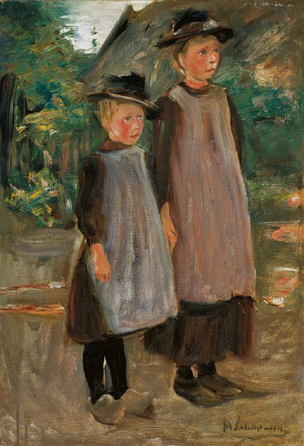 Duas crianças holandesas - duas irmãs de Max Liebermann