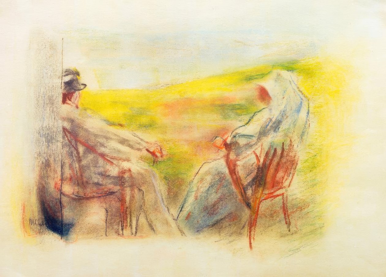 Senhora e cavalheiro na frente de uma paisagem de dunas de Max Liebermann