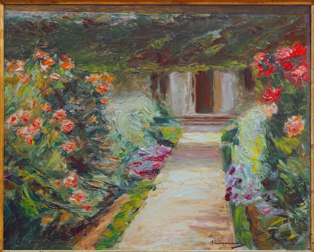 A horta ao nordeste - arbustos de flores de Max Liebermann