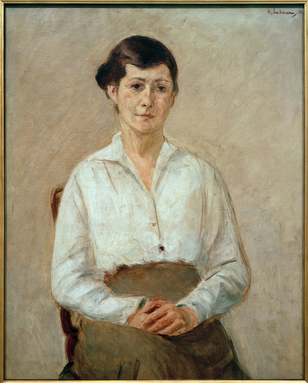 A filha do artista em meia figura, sentada na cara de Max Liebermann