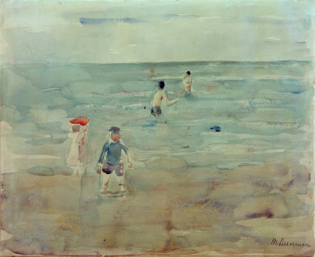 Meninos tomando banho no mar de Max Liebermann