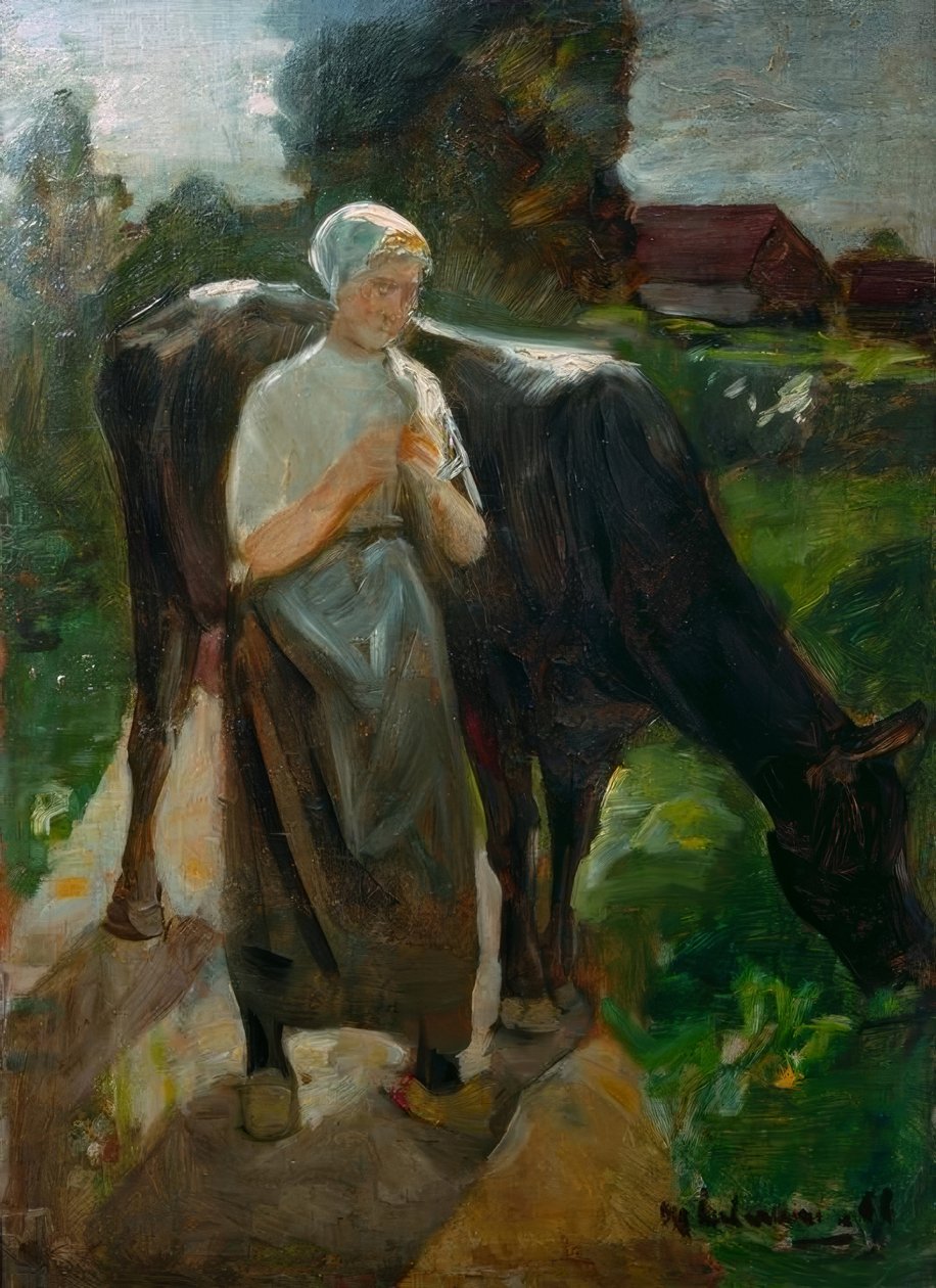 Menina com vaca de Max Liebermann