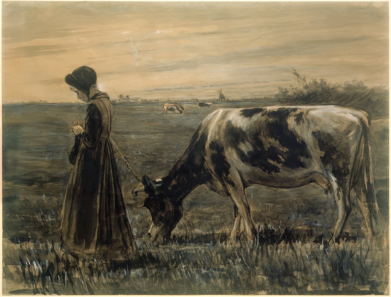 Menina com vaca de Max Liebermann