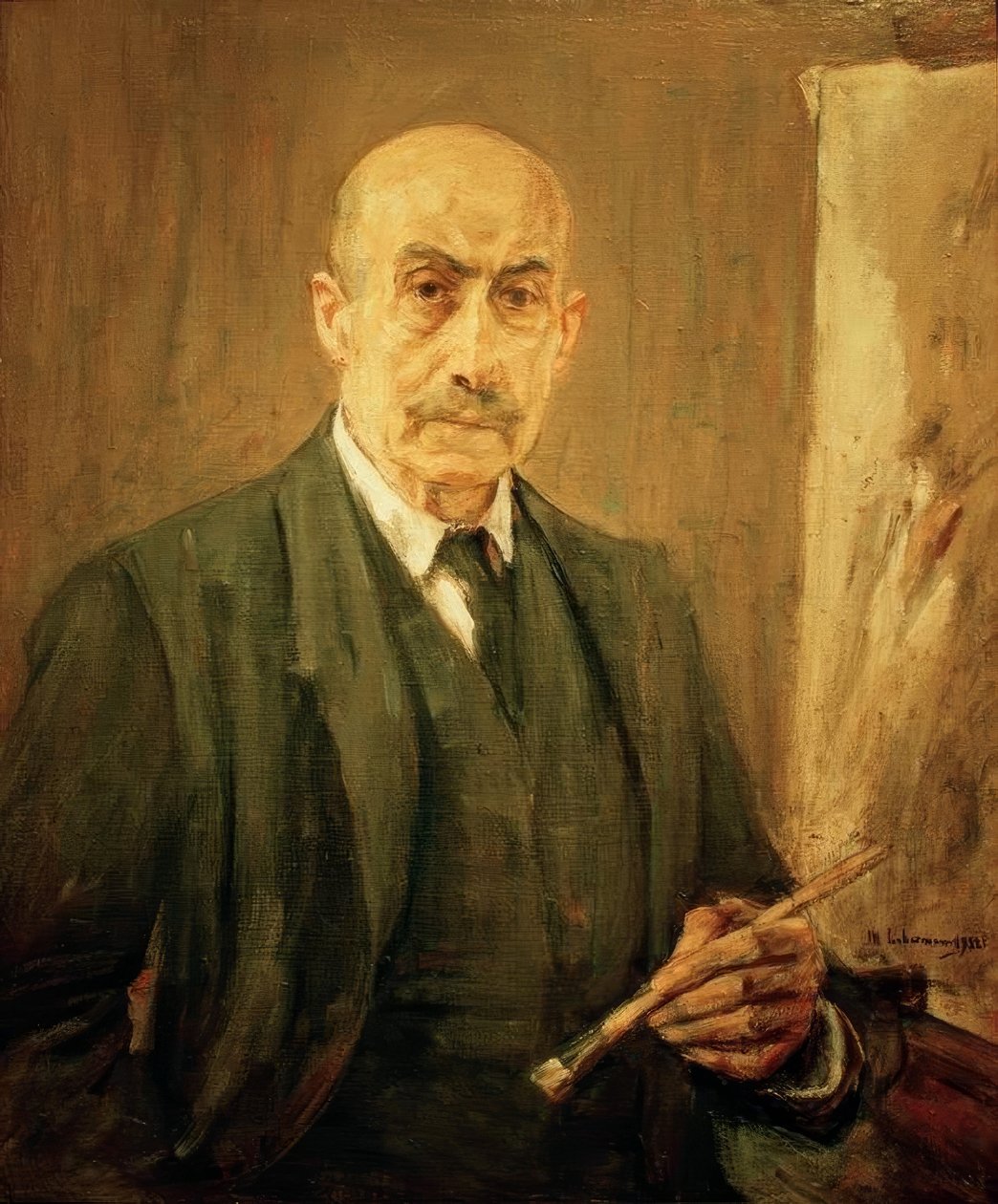 Auto-retrato de terno ao lado do cavalete de Max Liebermann