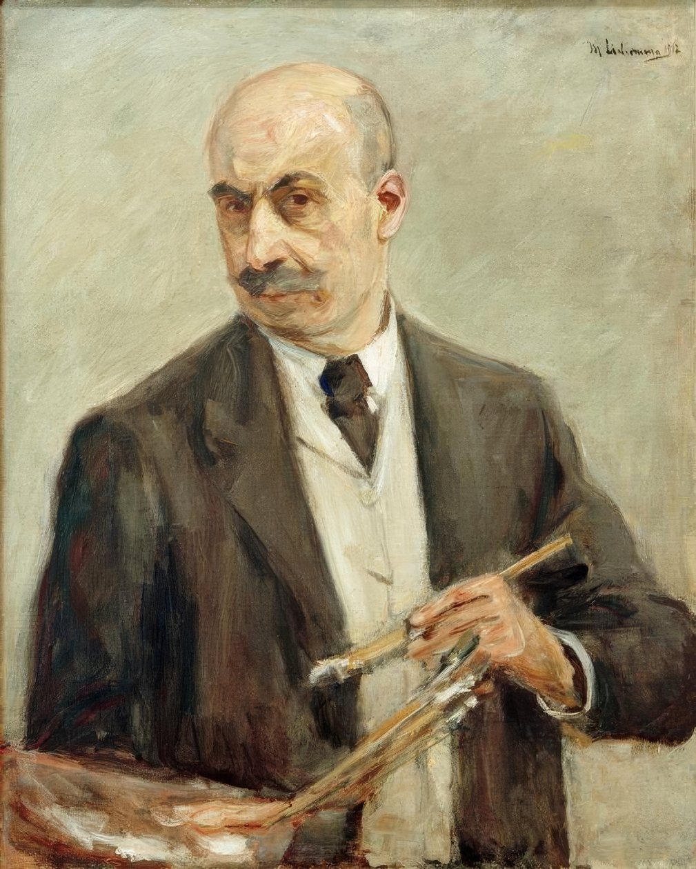 Auto-retrato com paleta à esquerda de Max Liebermann