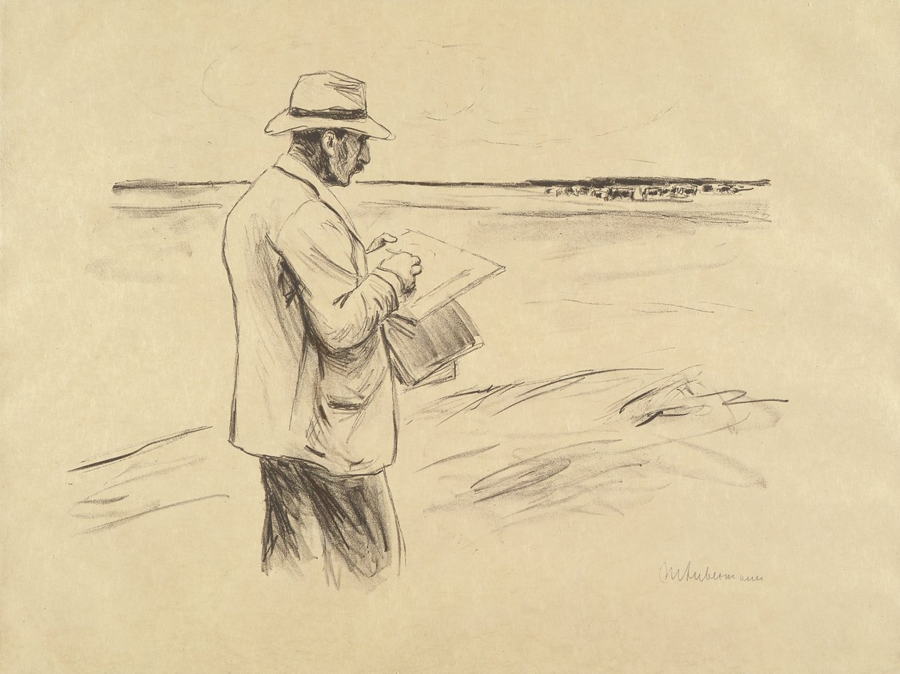 Auto-retrato no desenho aberto de Max Liebermann