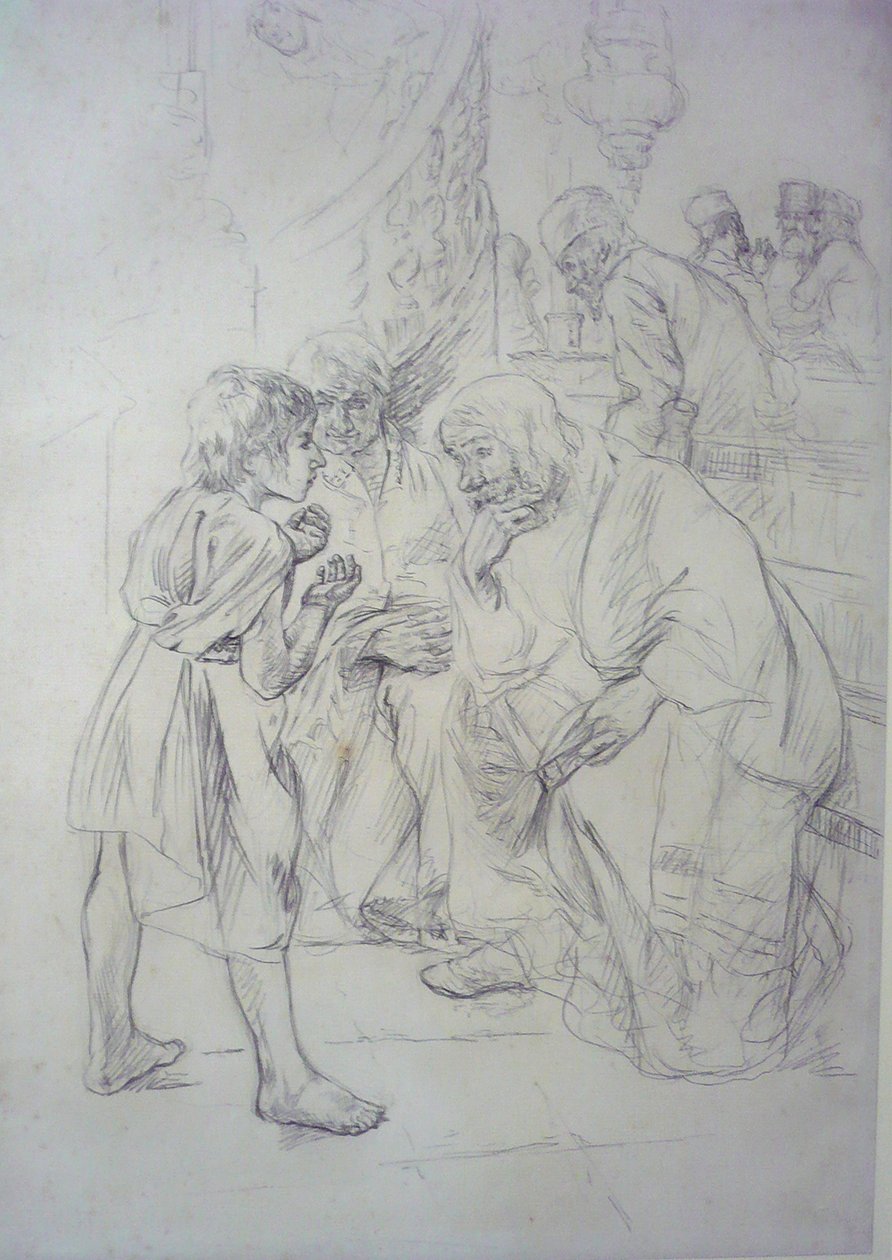 Esboce o Jesus de doze anos no templo de Max Liebermann