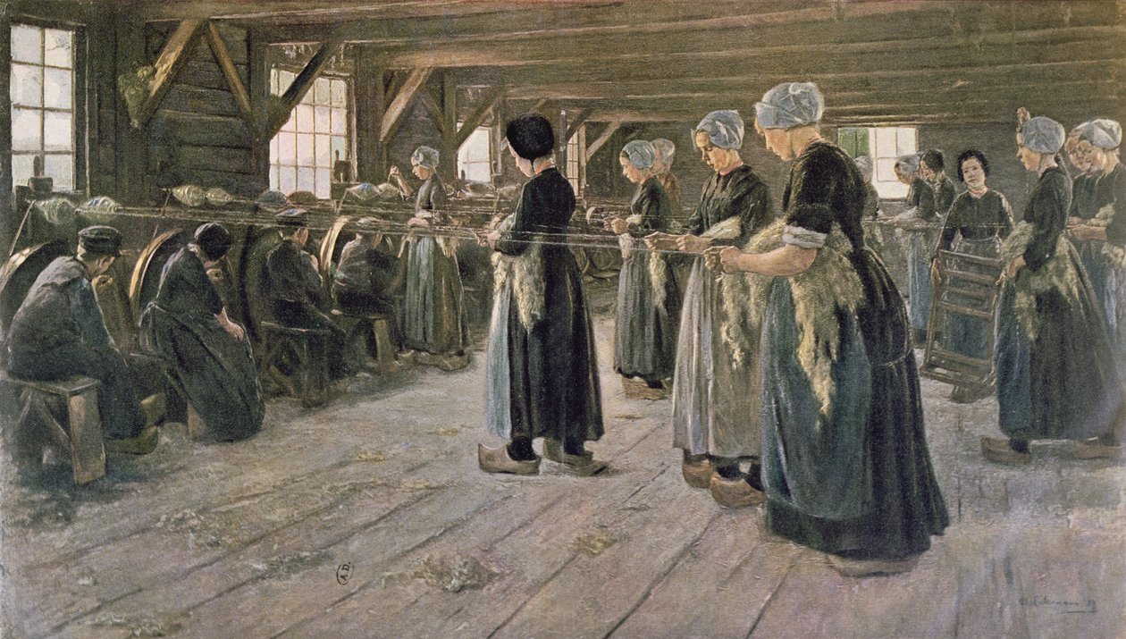 Oficina de fiação em Laren, 1889 de Max Liebermann