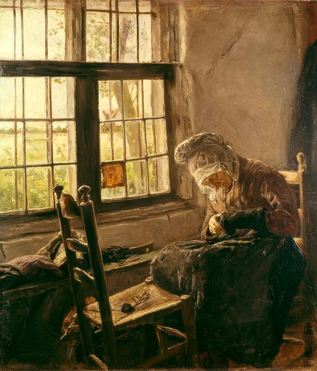 Recheio velha na janela de Max Liebermann