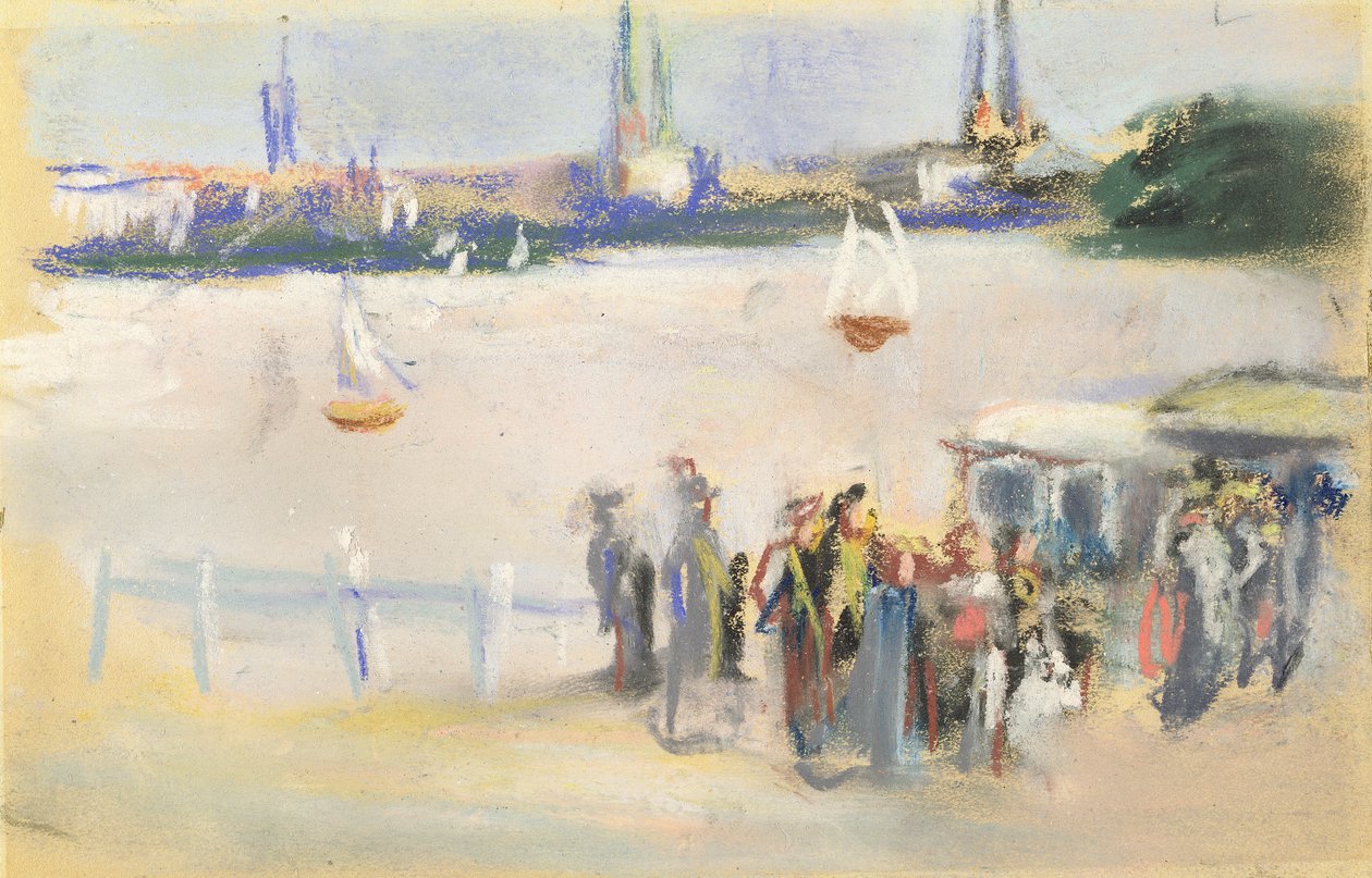 Vista do Aussenalster, 1909 (pastel sobre papel) de Max Liebermann