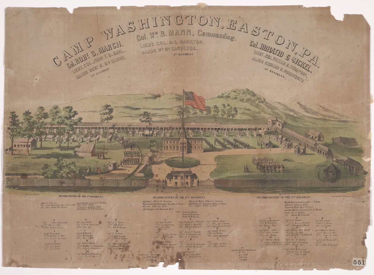 Acampamento Washington, Easton, PA (chromolitho) de Max Rosenthal