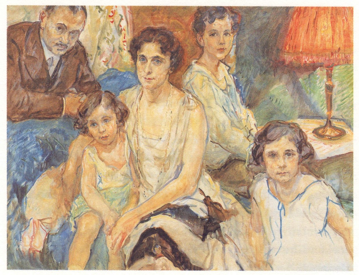 A família do médico Janos Plesch. Desde 1914 ele é casado com Melanie Gans, uma filha de Adolf Gans, um dos três irmãos que dirigiram a tinta Cassella em Frankfurt.n de Max Slevogt