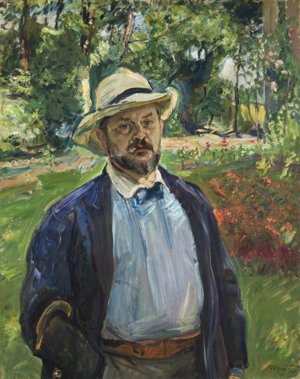 Um auto-retrato no jardim em Godramstein, 1910 de Max Slevogt