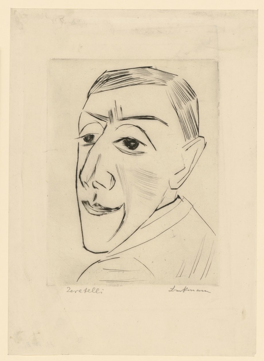 Retrato do actor N. M. Zeretelli (prancha 4 de: A terceira pasta de Ganimedes) de Max Beckmann