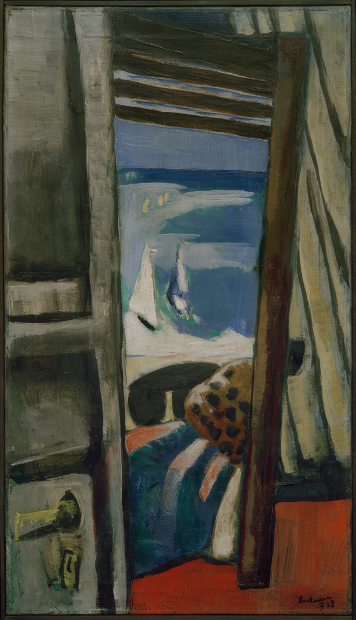 Vista para o mar, vermelho, cinza, azul de Max Beckmann