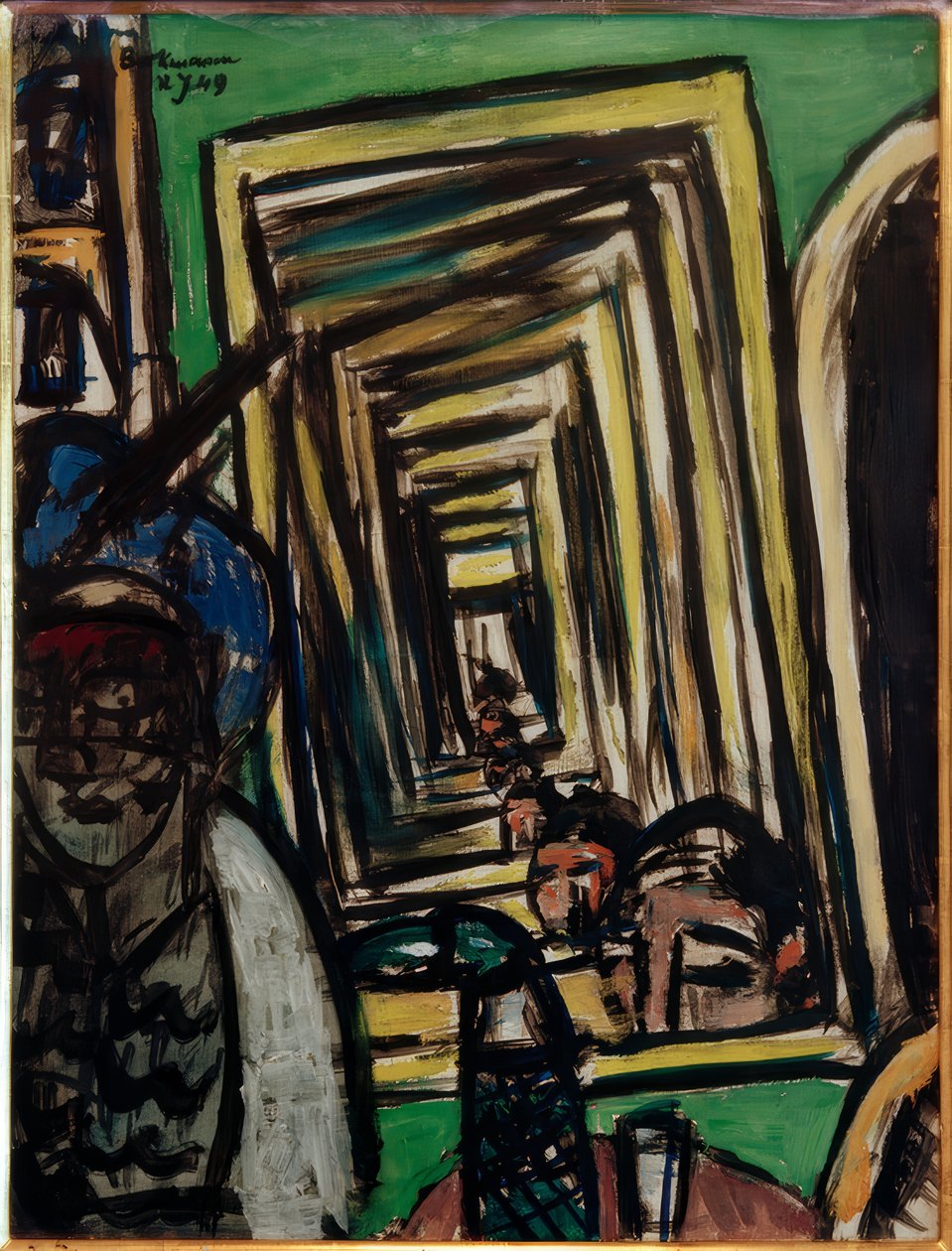 Interior do café com espelho de jogo de Max Beckmann