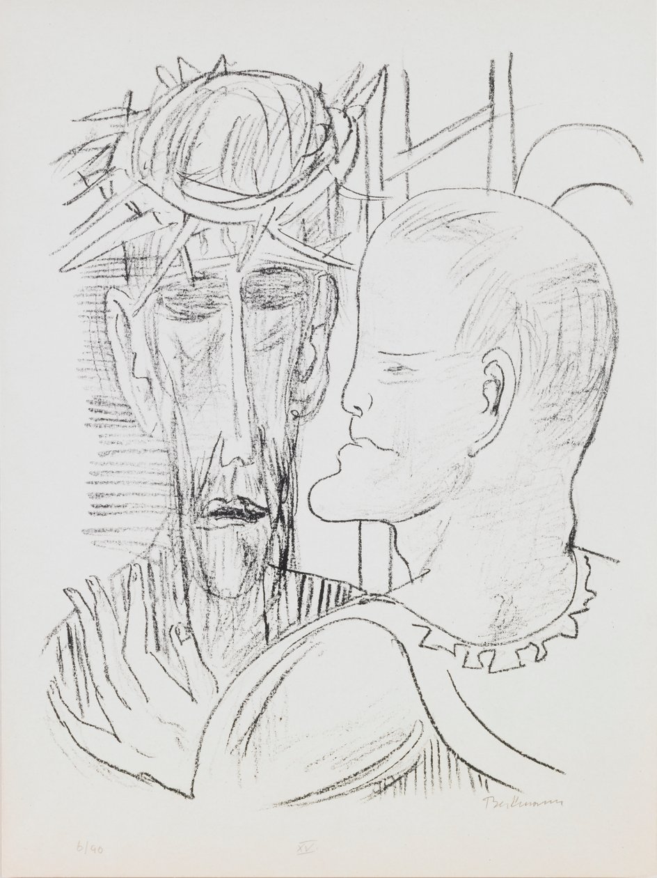 Cristo e Pilatos, prato 15 do portfólio "Dia e Sonho". de Max Beckmann