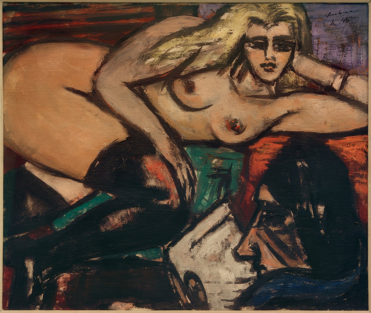 A Carta, Reclinando Semi-Nua de Max Beckmann