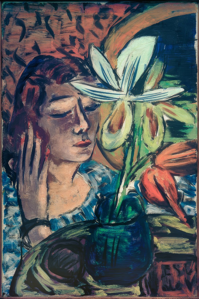 Mulher com orquídea de Max Beckmann