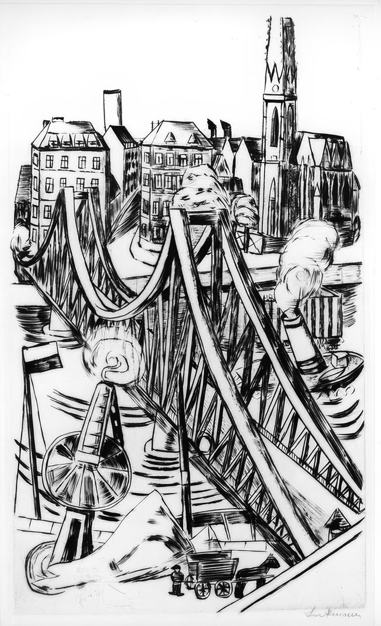 Große Brücke (A Ponte de Ferro em Frankfurt am Main) de Max Beckmann