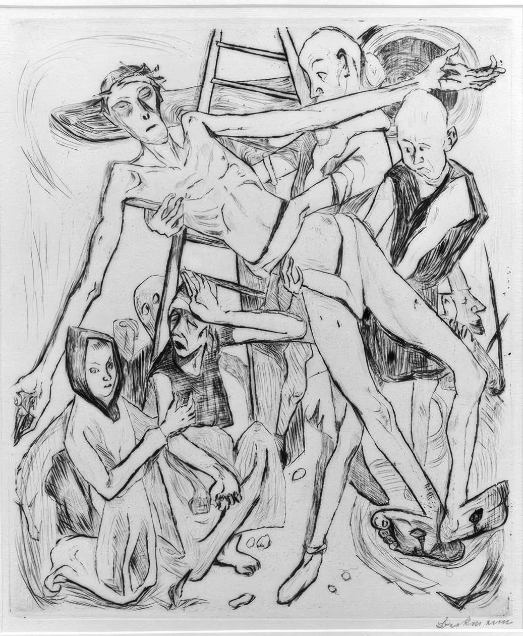 Semi nua com gato de Max Beckmann